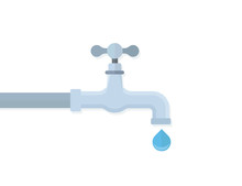 Water Tap With Drop Flat Illustration Concept Image Icon