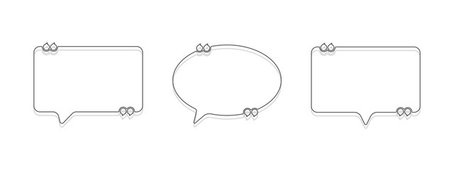 Set of speech bubble quote icons outline style. Flat vector design