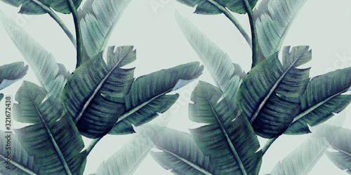 Papel de parede Seamless floral pattern with tropical leaves on light background