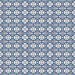 Wall Mural - seamless indigo intense blue geometric pattern