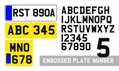 Canvas Print - Plate number font template vector