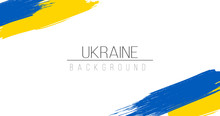 Ukraine flag brush style background with stripes. Stock vector illustration isolated on white background.