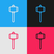 Color line Battle hammer icon isolated on color background. Vintage style drawing. Vector Illustration