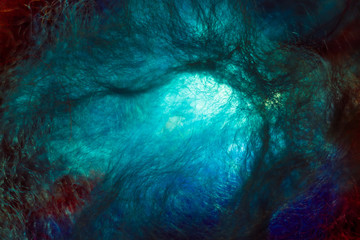abstract concept of time travelling worm hole in space, big bang or a neural network in living creat
