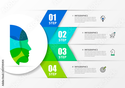 Photographie Infographic design template. Creative concept with 4 steps