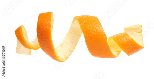 Cuadros en Lienzo Orange peel isolated on white background, with clipping path
