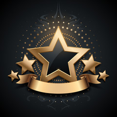 gold luxury star on black background