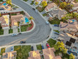 Aerial view of Menifee neighborhood, residential subdivision vila during sunset. Riverside County, California, United States