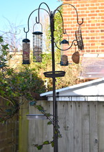 Wild Bird Feeding Station With Hanging Nut Seed And Fat Ball Feeders Garden Water Bath Table Meal Worm Tray And Hanger For High Energy Insect Suet Cake Metal Pole With Pointed End Pushed Into The Soil