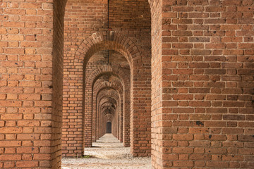 Brick arches within Fort Jefferson at Dry Tortugas National Park near Key West, Florida