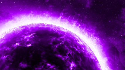 Wall Mural - mysterious giant gas planet or fire star on cosmos. galactic 3d rendering, galaxy or supernova.
