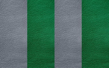 Wall Mural -  The texture of genuine leather is gray and green.