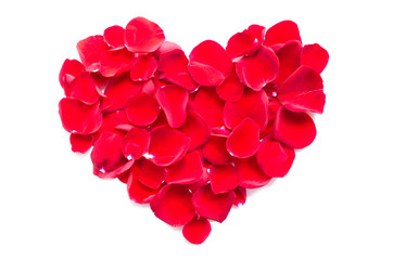 Heart made of red petals