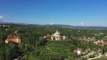 Wall Mural - Aerial view. Historical site, Sanctuary of the Madonna of Lourdes, Verona, Italy.	