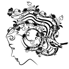 graphic element woman with flourishes 3