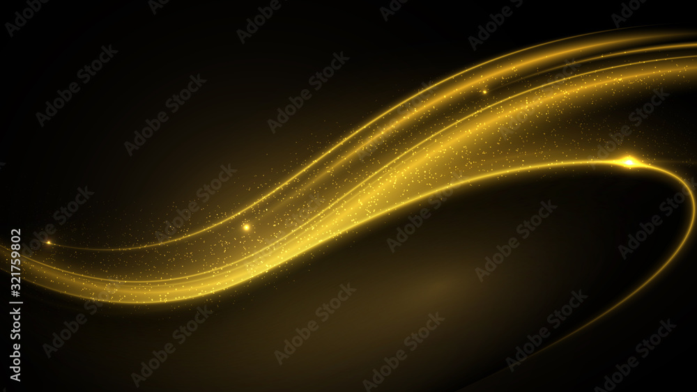 golden neon glowing arc waves Stock Vector | Adobe Stock