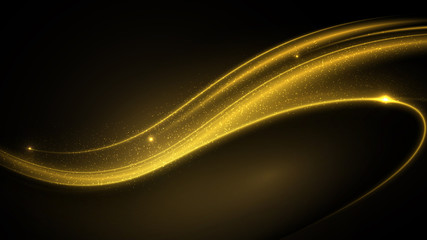 Wall Mural - golden neon glowing arc waves