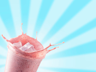 Wall Mural - strawberry milkshake in glass