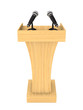 tribune with two microphones on white background. Isolated 3D illustration
