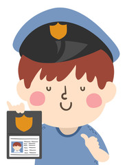 Sticker - Kid Boy Police Fake Illustration