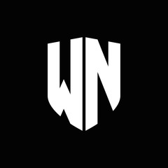 WN logo monogram with shield shape design template