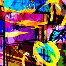 Color Abstract Ethnic Pattern In Graffiti Style With Elements Of Urban Modern Style