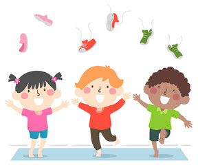 Poster - Kids Barefoot Throw Shoes Illustration