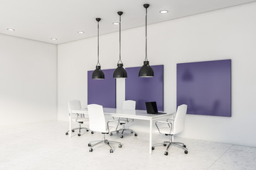 Wall Mural - White and purple meeting room corner