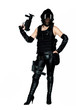 © Yanukit - asian lady in black soldier bb gun sport game costume and weapon