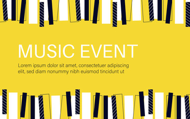 Music concert or event poster. Piano keys.