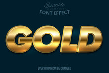 Metallic Gold Text Effect, Shiny Gold Alphabet Style