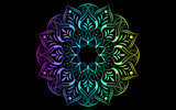 Fototapeta  - Circle pattern petal flower of mandala with multi color,Vector floral mandala relaxation patterns unique design with black background,Hand drawn pattern,concept meditation and relax 
