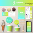 Vector ice cream corporate identity template design set. Branding mock up