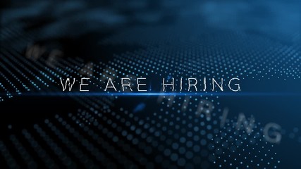 Wall Mural - we are hiring modern intro text 3d animation with lens flare and depth of field focus blur