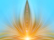 Abstract energy flower in blue sky. Background for text: yoga, aura, light, magic, hypnosis, meditation, dream, lotus, harmony, mandala, esoteric - concept.