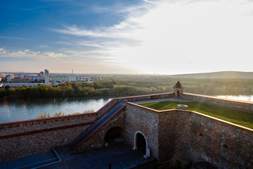 Beautiful sunset over the Danube river in Bratislava Slovakia