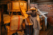 Doll of Mouse miller inside old mill in Myshkin, Russia