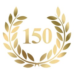 Wall Mural - 150th birthday gold laurel wreath vector isolated on a white background 