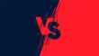 Versus screen flat modern design, battle headline backgrounds against each other, dark blue vs red