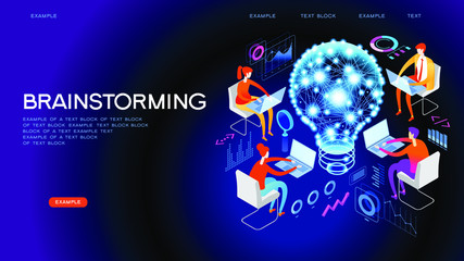 Wall Mural - brainstorm. team in search of new solutions ideas. internet assistant. effective online promotion. c