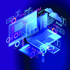 Wall Mural - programming web banner. best programming languages. technology process of software development