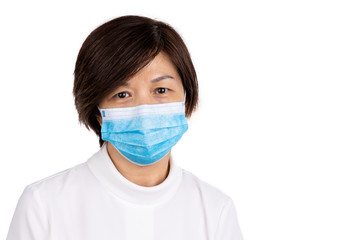 Wall Mural - Asian women with face mask for protection against influenza virus