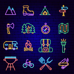 Canvas Print - Summer Camp Neon Icons