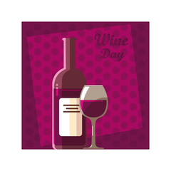 Poster - wine bottle with wineglass, wine day label