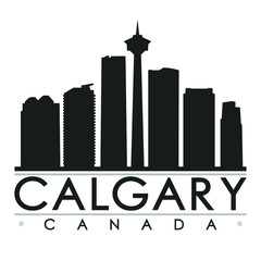 Calgary Canada Skyline. Silhouette Design City Vector Art.