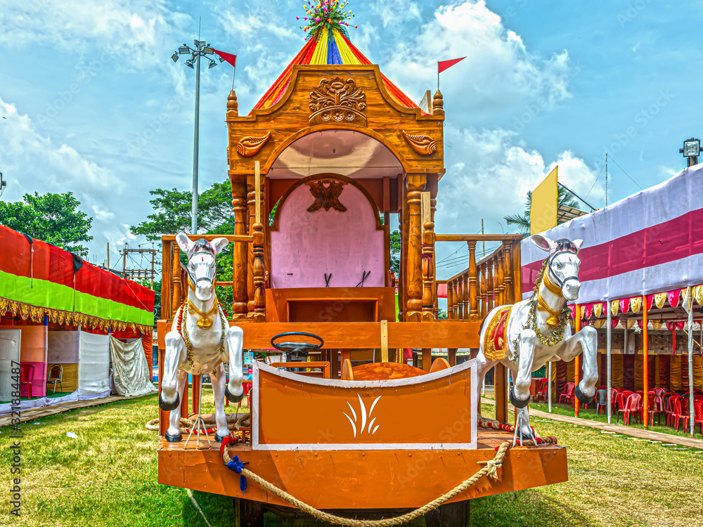 Beautiful wooden Rath or Chariot for Rath Yatra Festival. Stock Photo ...