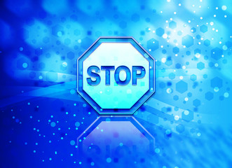 Wall Mural - Stop sign icon abstract light cyan blue hexagon pattern background