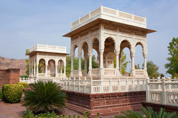 Wall Mural - Ancient cenotaph at the Jaswant Thada palace in Jodhpur, Rajasthan state, India