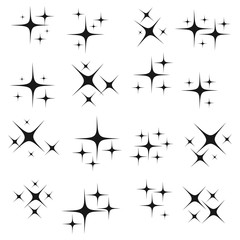 Wall Mural - vector set of different star sparkle icon. collection of star sparkles symbol, decoration twinkle, v