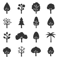 Wall Mural - Tree icons set. vector illustration isolated on white.